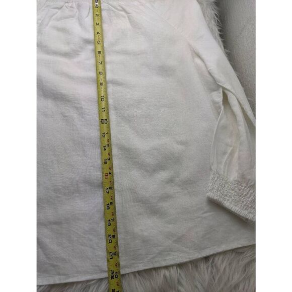 Rachel Zoe White Linen Cotton Bohemian Peasant Top Blouse Sz S Small NWT *Mark o - Picture 7 of 7